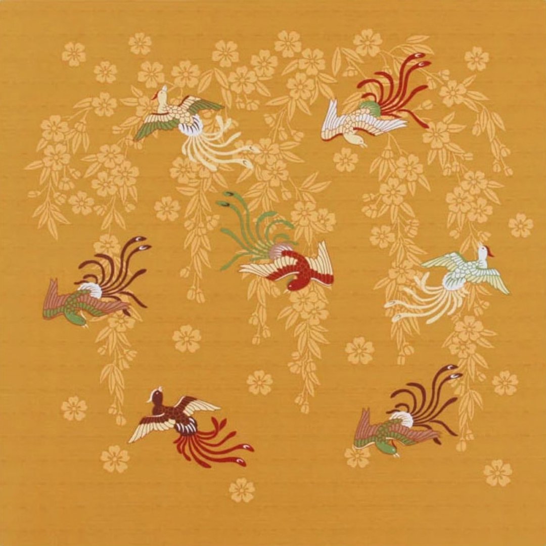 京都风吕敷包巾-德川家康美术馆 三巾-长尾鸟 - 摆饰 - 棉 