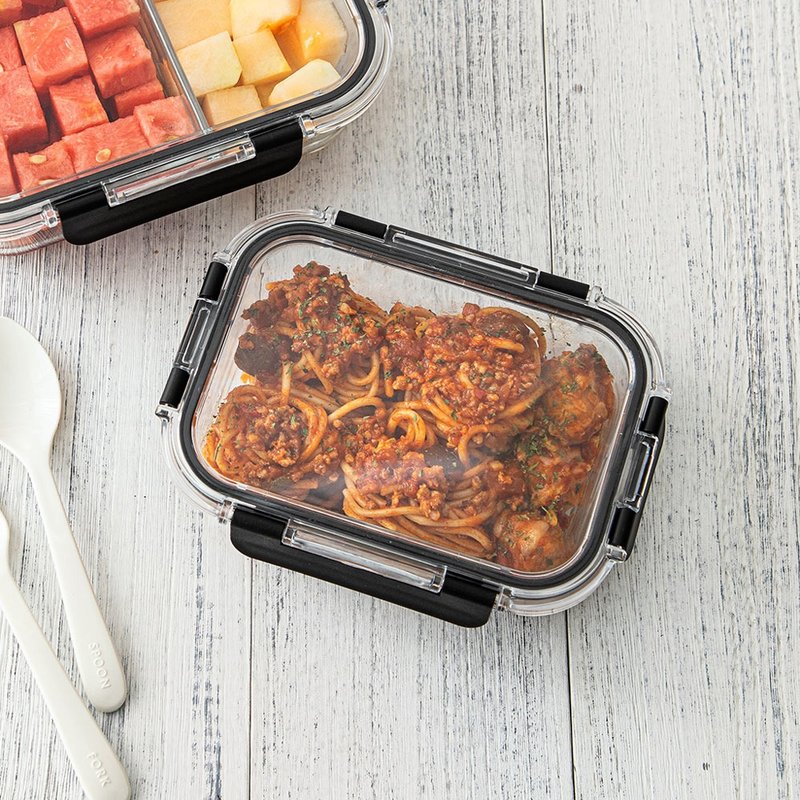 日本霜山 耐热玻璃保鲜盒(无分隔)-640ml-3入 - 便当盒/饭盒 - 玻璃 透明