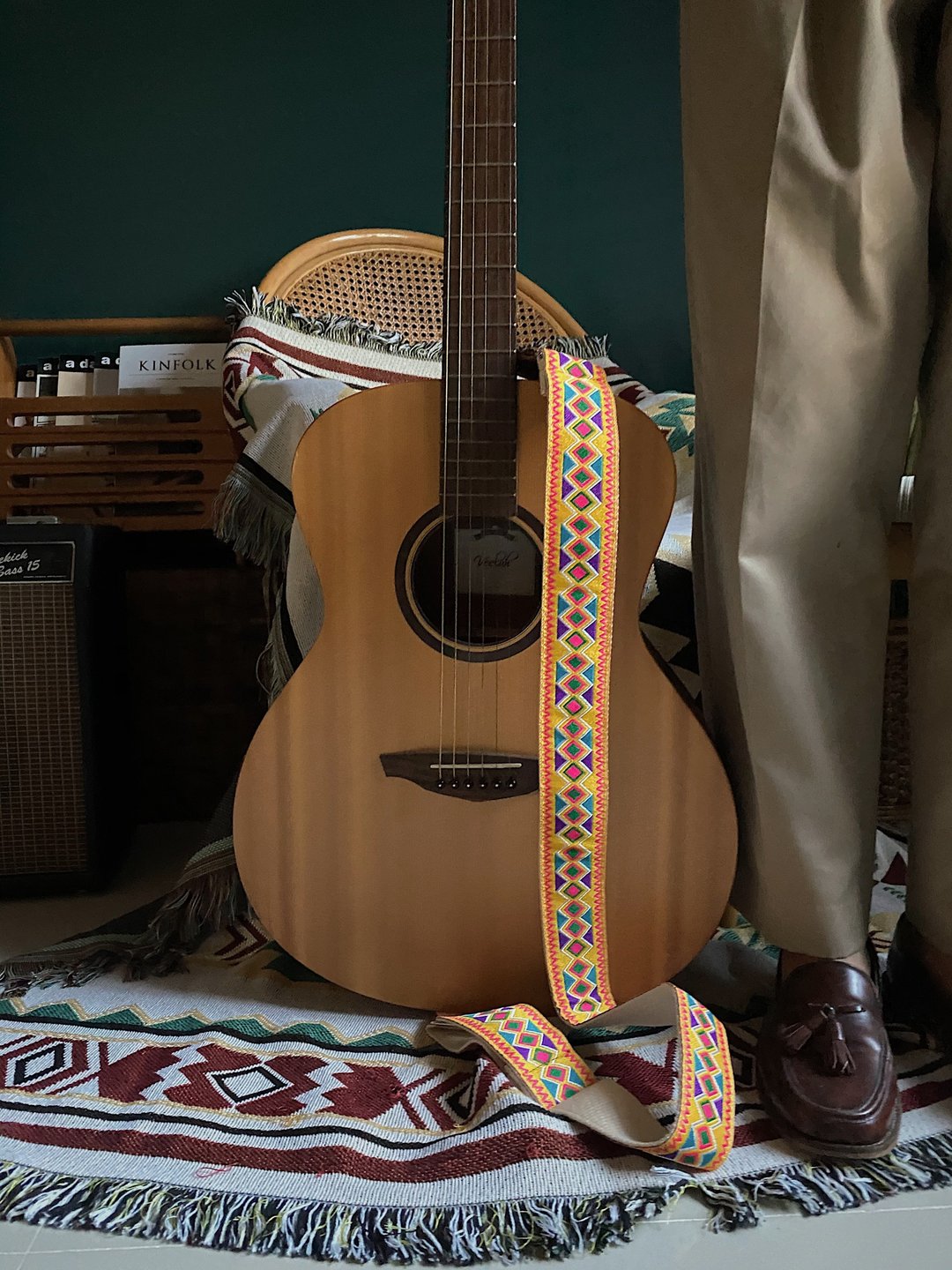 Guitar Strap - Yellow boho Style by YES IDID - 吉他配件 - 真皮 黄色