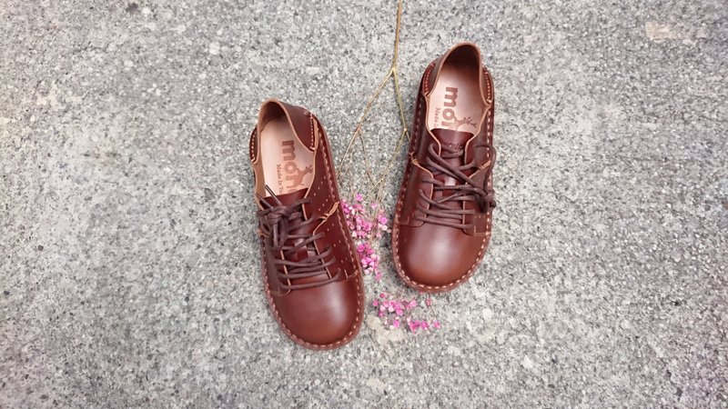 【换季特卖】质感懒人鞋 打蜡皮 植鞣革 牛皮 后踩鞋  情侣鞋 - 女款休闲鞋 - 真皮 咖啡色