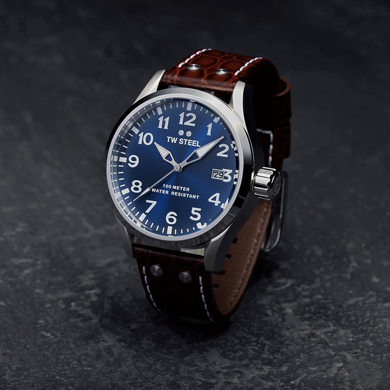 下单即赠品牌篮球　VOLANTE系列 全钢蓝面大三针 - 男表/中性表 - 其他金属 蓝色