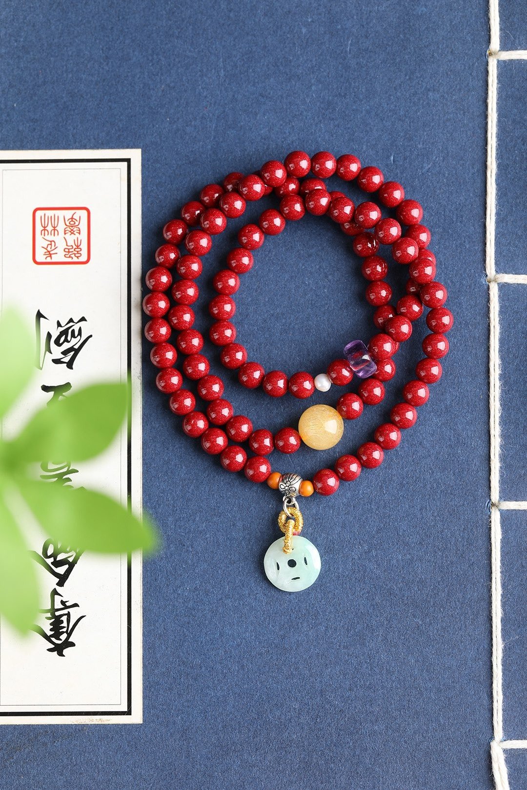 天然原矿朱砂精品紫金砂108颗佛珠手链 朱砂含量高达95%以上 - 手链/手环 - 宝石 