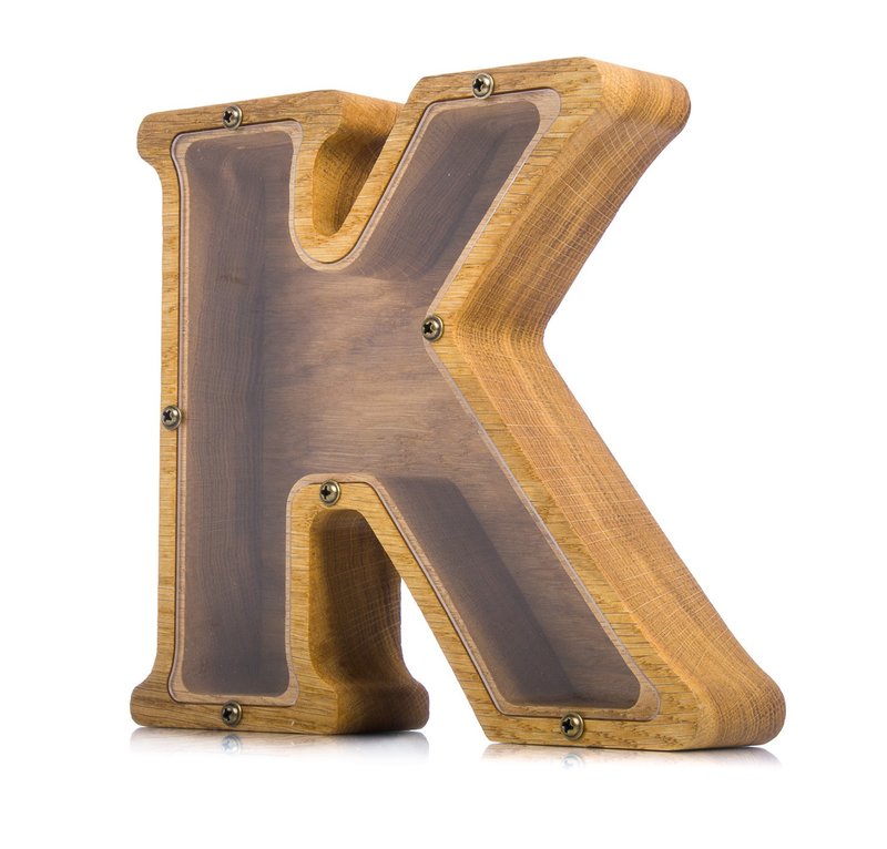 Piggy bank LETTER First birthday gift for nephew niece girl kids children - 储蓄罐 - 木头 