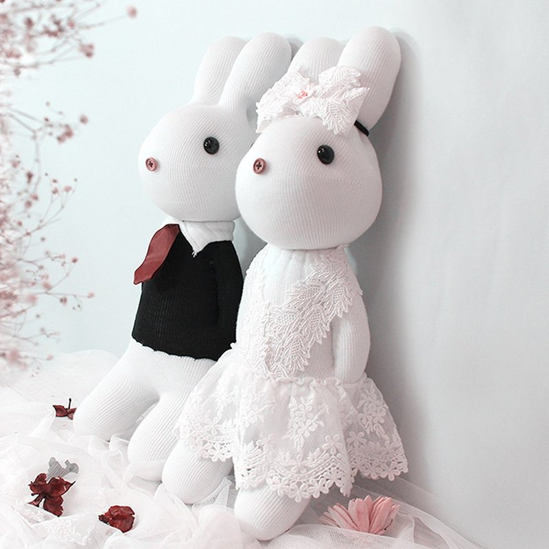 乐比兔LoveRabbit-Merry Me婚礼见证- 新朗新娘设计款 -手工缝制、结婚、求婚、情人、礼物 - 玩偶/公仔 - 聚酯纤维 白色
