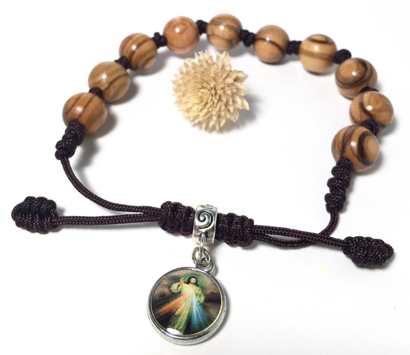 以色列橄榄木系列手工精致手环手链-耶稣(10mm)#8251025 - 手链/手环 - 木头 咖啡色