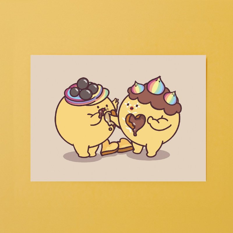 【明信片/卡片】原来...我们一样好吃  插画彩虹系列 - 卡片/明信片 - 纸 黄色