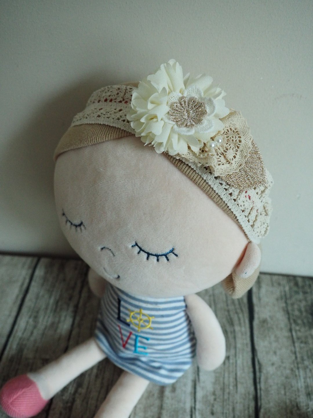 弥月礼物 雪纺小白花蕾丝婴儿小童弹性发带 适合百日宴弥月拍摄 - 婴儿帽/发带 - 棉 白色