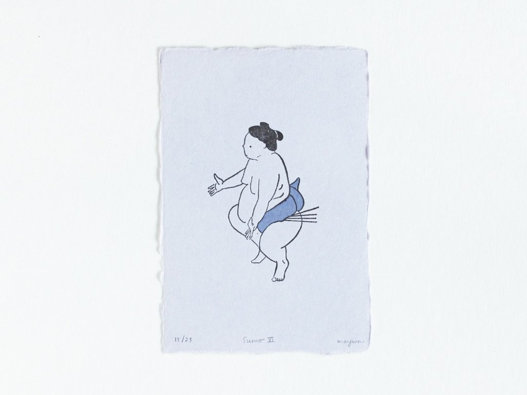 Sumo No.6 - Letterpress Print Limited Edition of 25 - 海报/装饰画/版画 - 纸 紫色