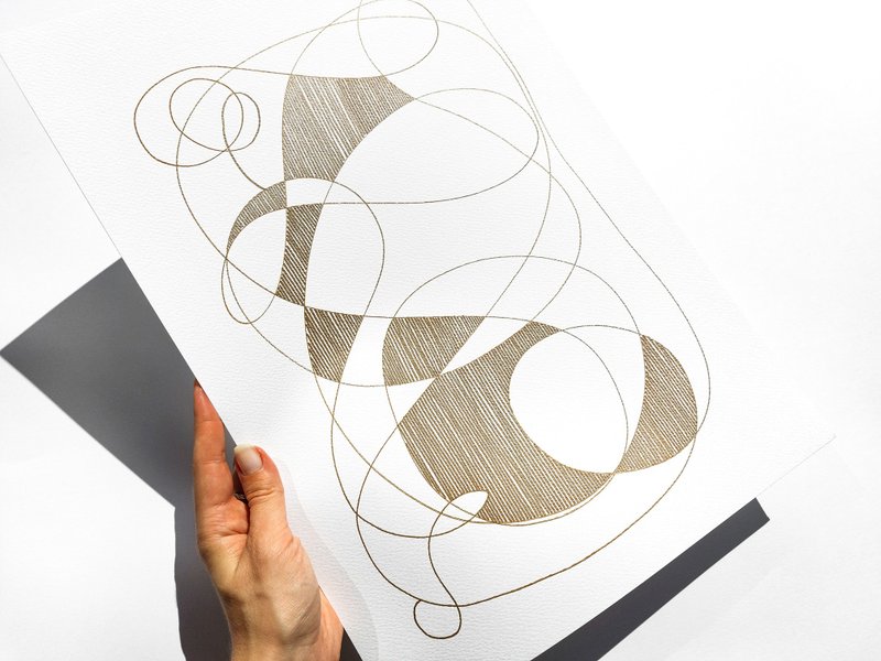 原创线描艺术品铜几何抽象简约墙艺术 - 墙贴/壁贴 - 纸 咖啡色