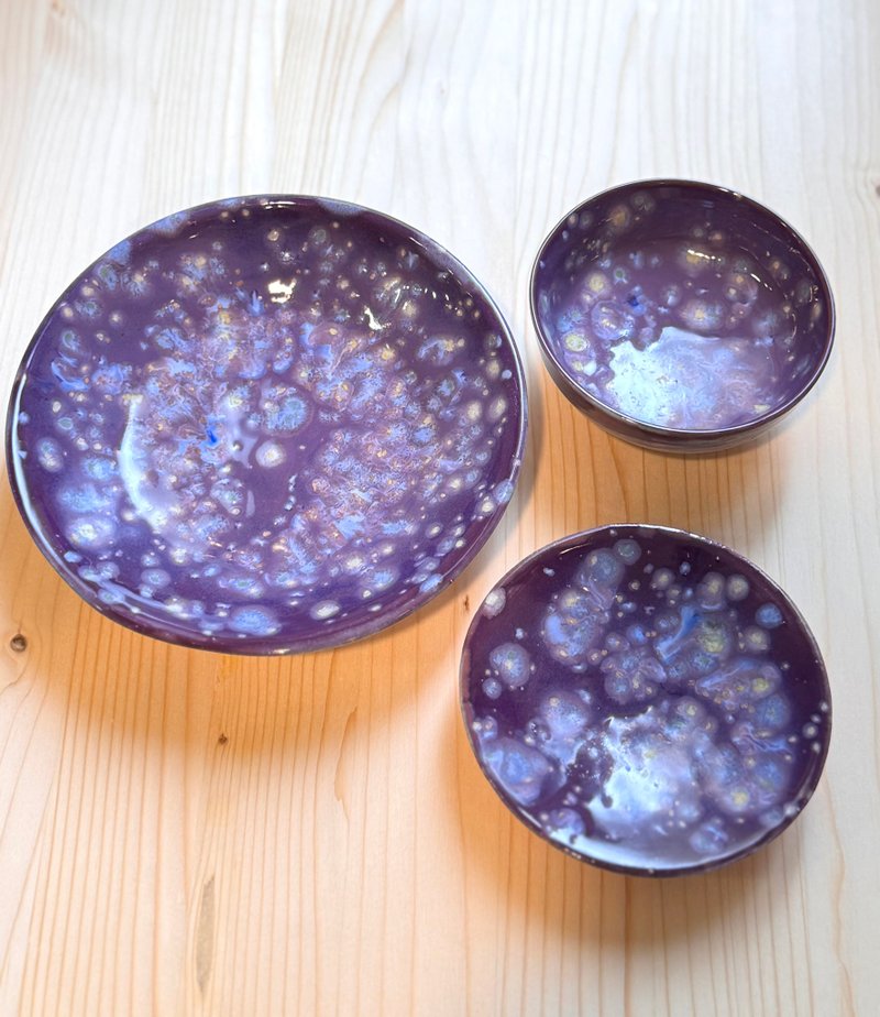 紫花星空 小碗、小碟、中盘 - 盘子/餐盘/盘架 - 陶 紫色