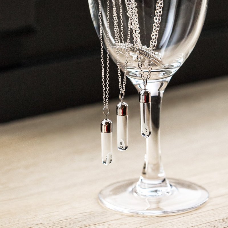 米雕达人工房【定制化项链】样式E- (50cm纯银中链) 925抗敏纯银项链 定制姓名祝福语 父亲节 毕业礼物 - 锁骨链 - 玻璃 银色