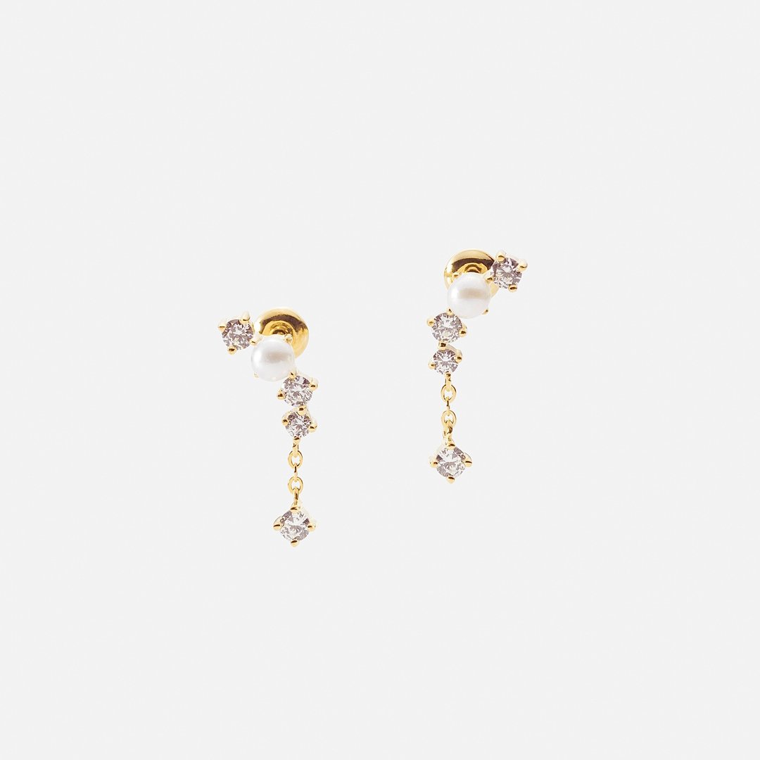 【 婚礼推荐 】典雅闪耀 / Bianca earrings 一对 - 耳环/耳夹 - 纯银 