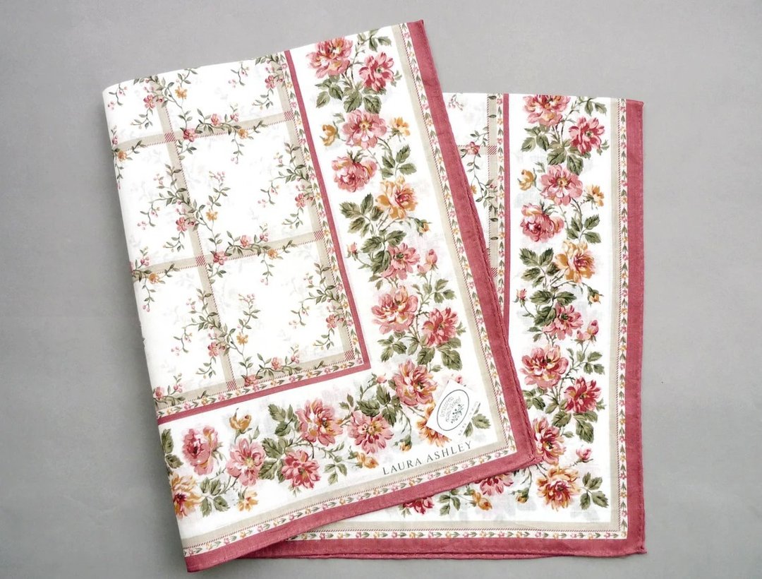 Laura Ashley Vintage Handkerchief Women 19.5 x 19 inches - 手帕/方巾 - 棉 粉红色