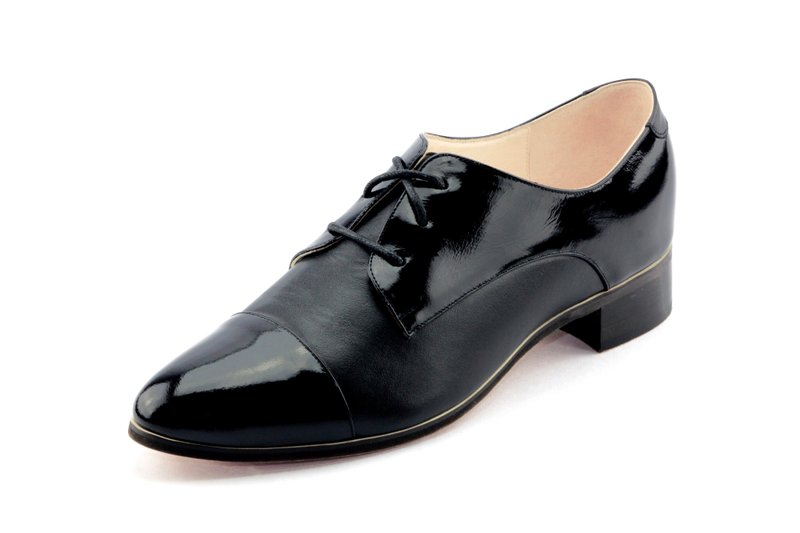 T FOR KENT｜不是牛津 NOT OXFORD 德比鞋 (黑漆) - 女款休闲鞋 - 真皮 黑色