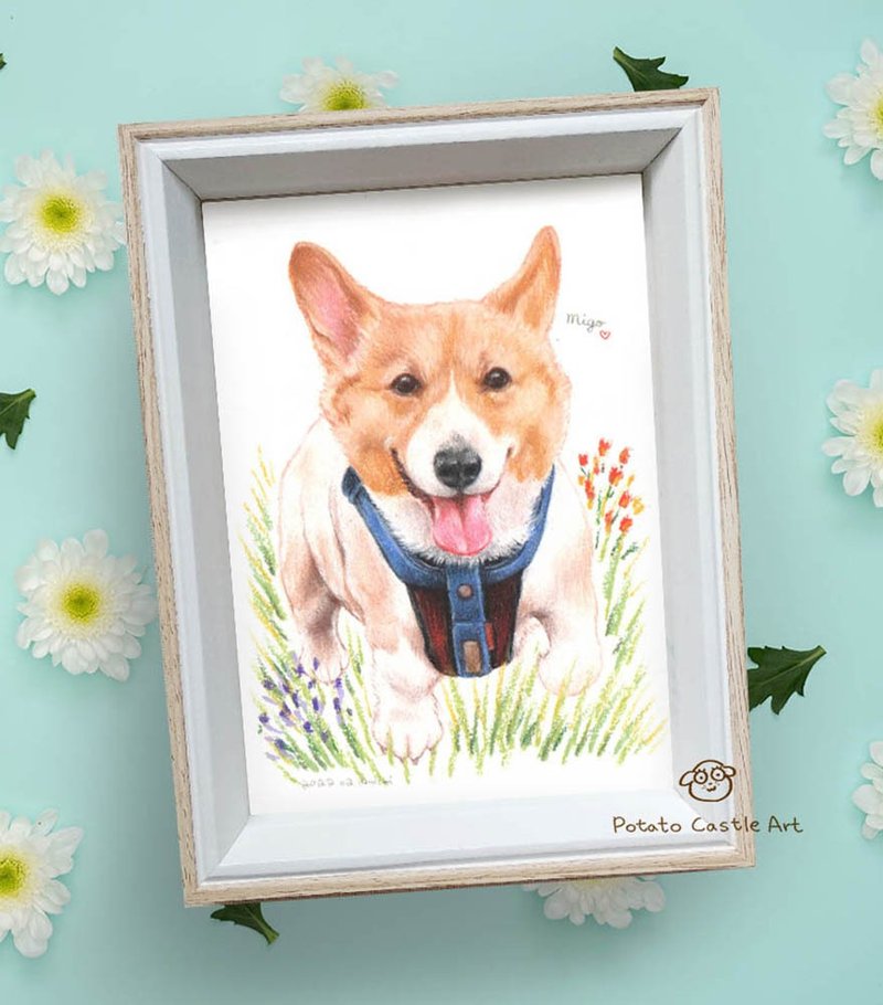 定制可爱手绘宠物画像 | 5*7寸 | 猫狗 | 粉彩画 | 毛宝贝纪念 | - 订制画像 - 纸 