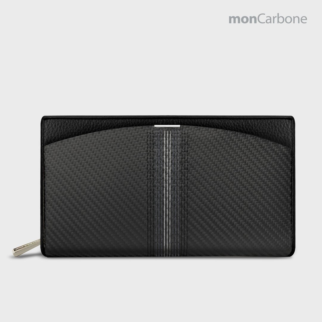 monCarbone BlackLabel 刺绣旅行夹 - 皮夹/钱包 - 碳纤维 黑色