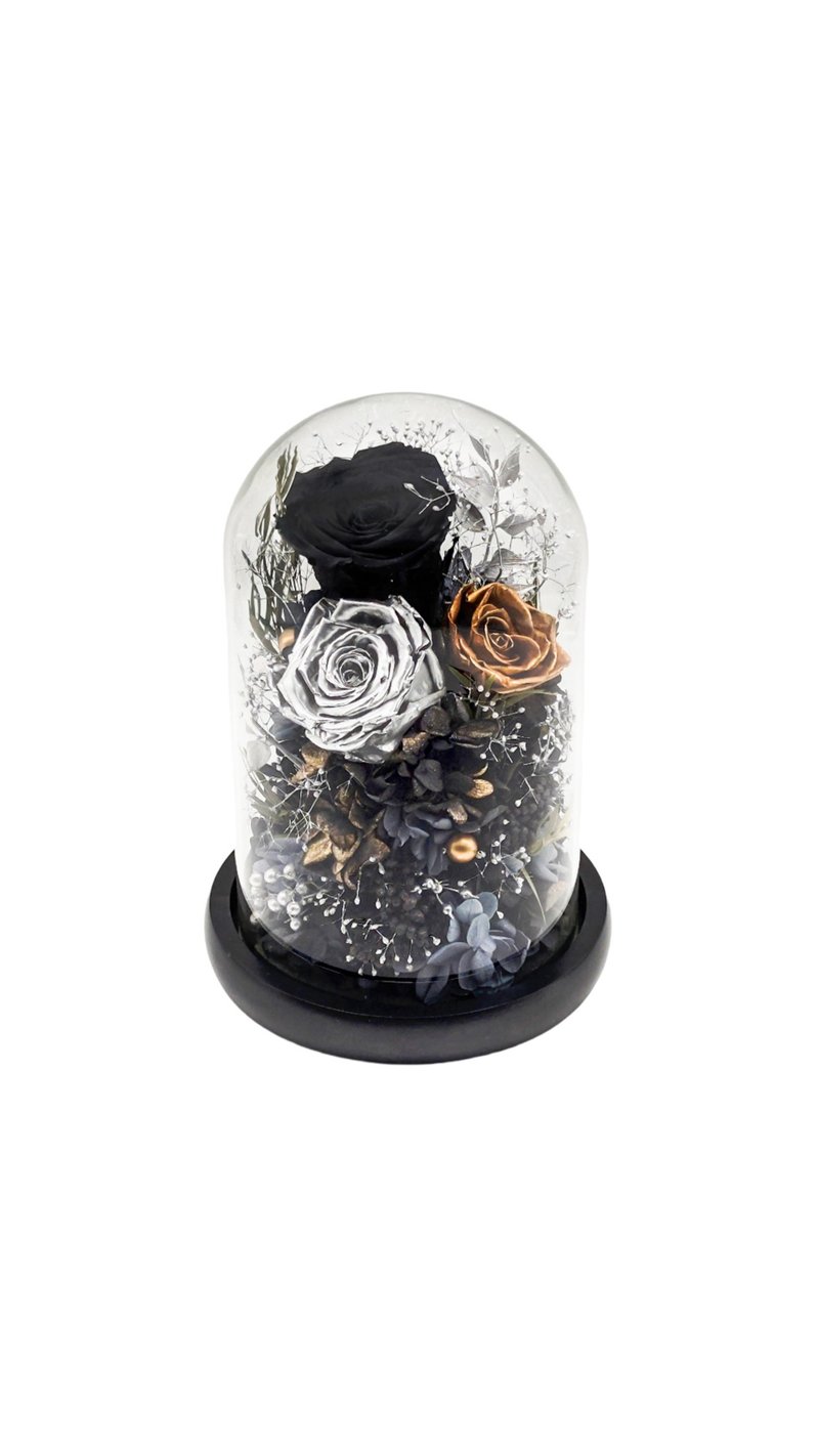 永生花玻璃摆设 - 金银黑 - 干燥花/捧花 - 植物．花 黑色