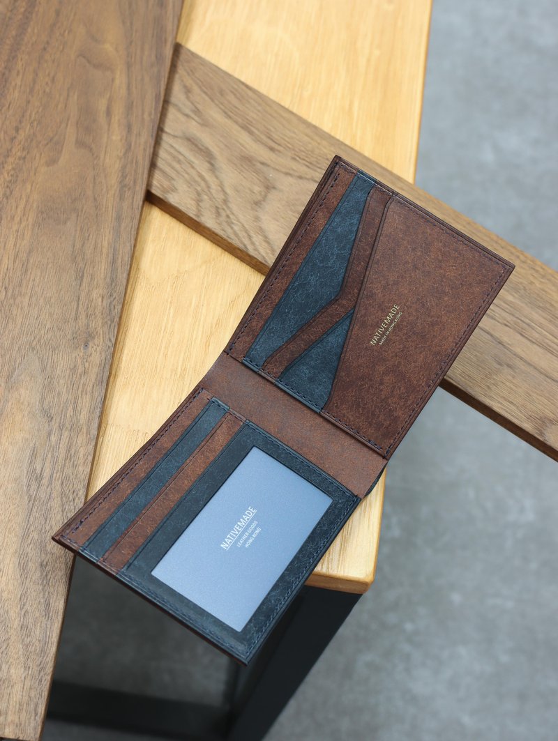 意大利皮革银包 男装 短夹 钱包 钱夹 皮夹 - 皮夹/钱包 - 真皮 蓝色