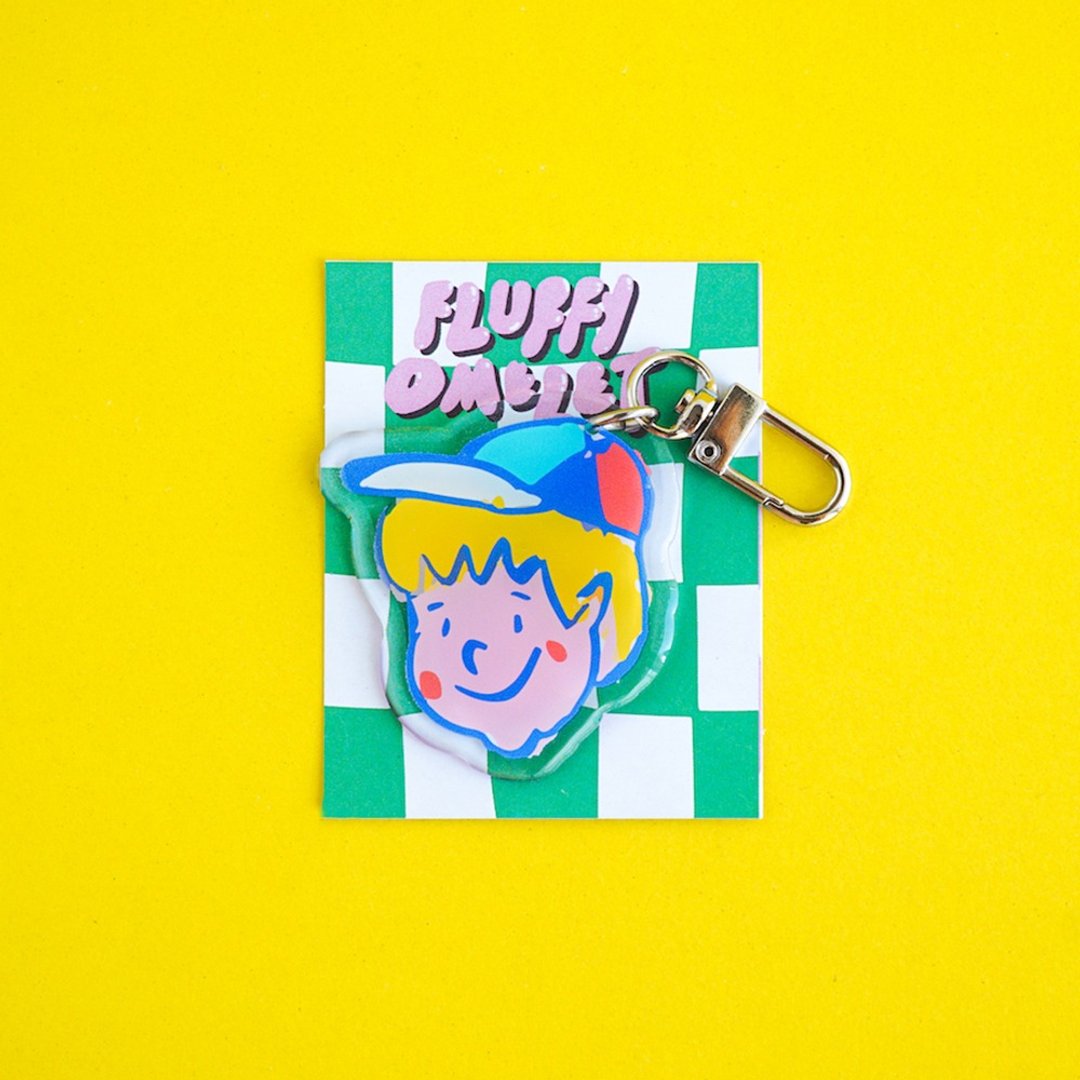 Fluffy Omelet KEYCHAIN / 徽章 / 手机支架 - 男孩 - 吊饰 - 压克力 多色