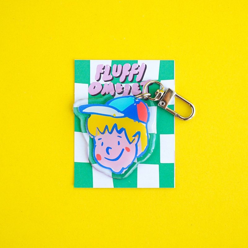 Fluffy Omelet KEYCHAIN / 徽章 / 手机支架 - 男孩 - 吊饰 - 压克力 多色