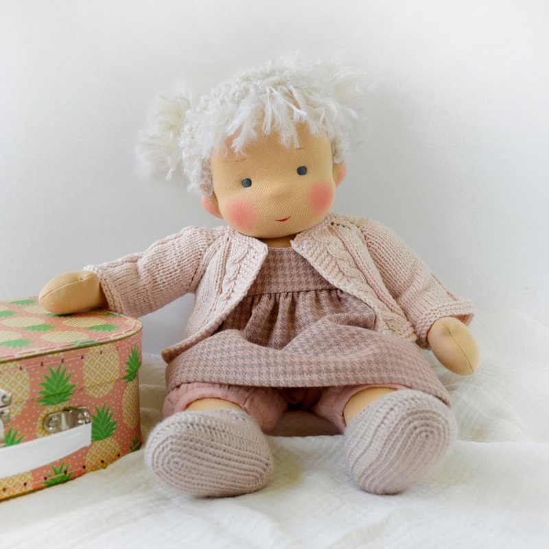 定制化订制 规格外华德福宝宝娃娃 高约14英寸 (36厘米)。 - 玩具/玩偶 - 环保材料 粉红色