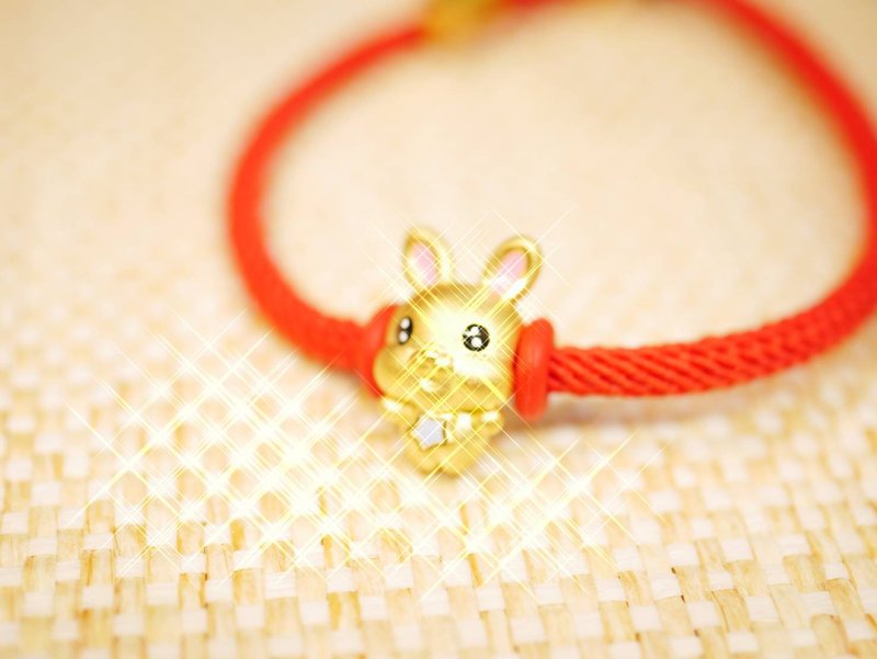黄金串珠-生肖兔手绳金饰-黄金9999 (赠送米兰手绳) - 手链/手环 - 24k 金 金色