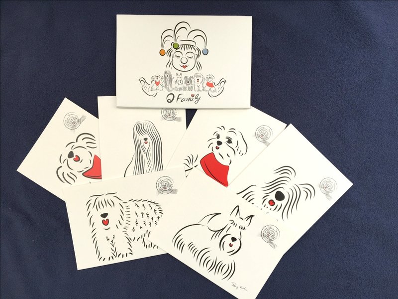 Q Family 明信片组 毛小孩系列（6张＋封套） - 卡片/明信片 - 纸 白色