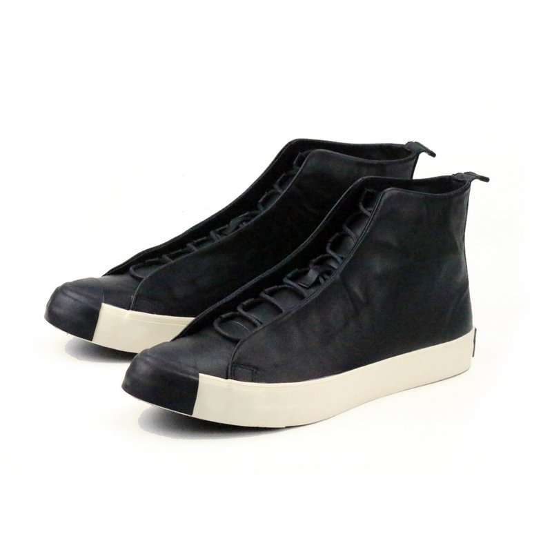 Sweet Villians M1164 手工真皮靴型素面男休闲鞋 黑色 - 男款休闲鞋 - 真皮 黑色