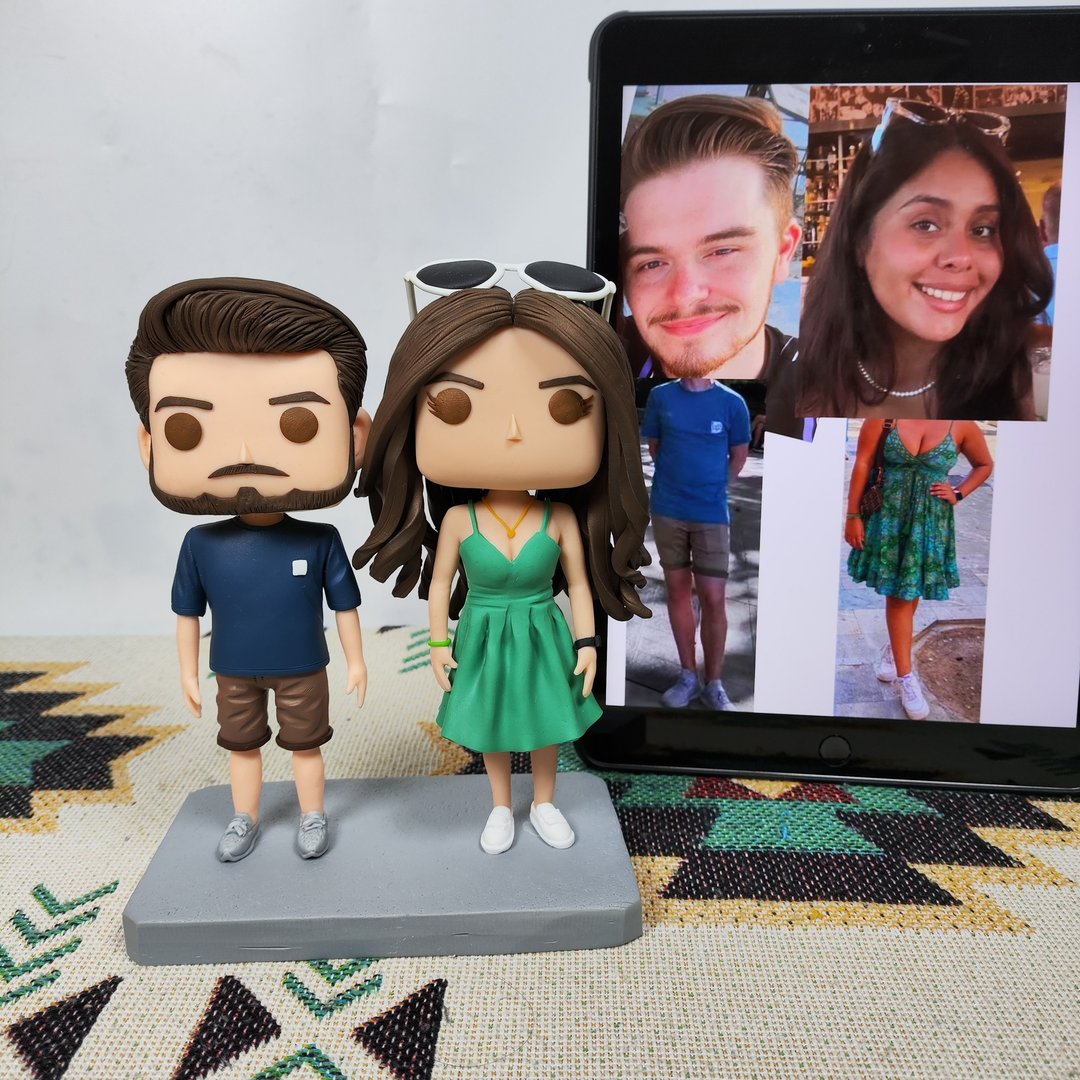纯手工定制美国Funko Pop 自画像公仔情侣父母夫妻结婚周年礼物 - 玩偶/公仔 - 粘土 多色