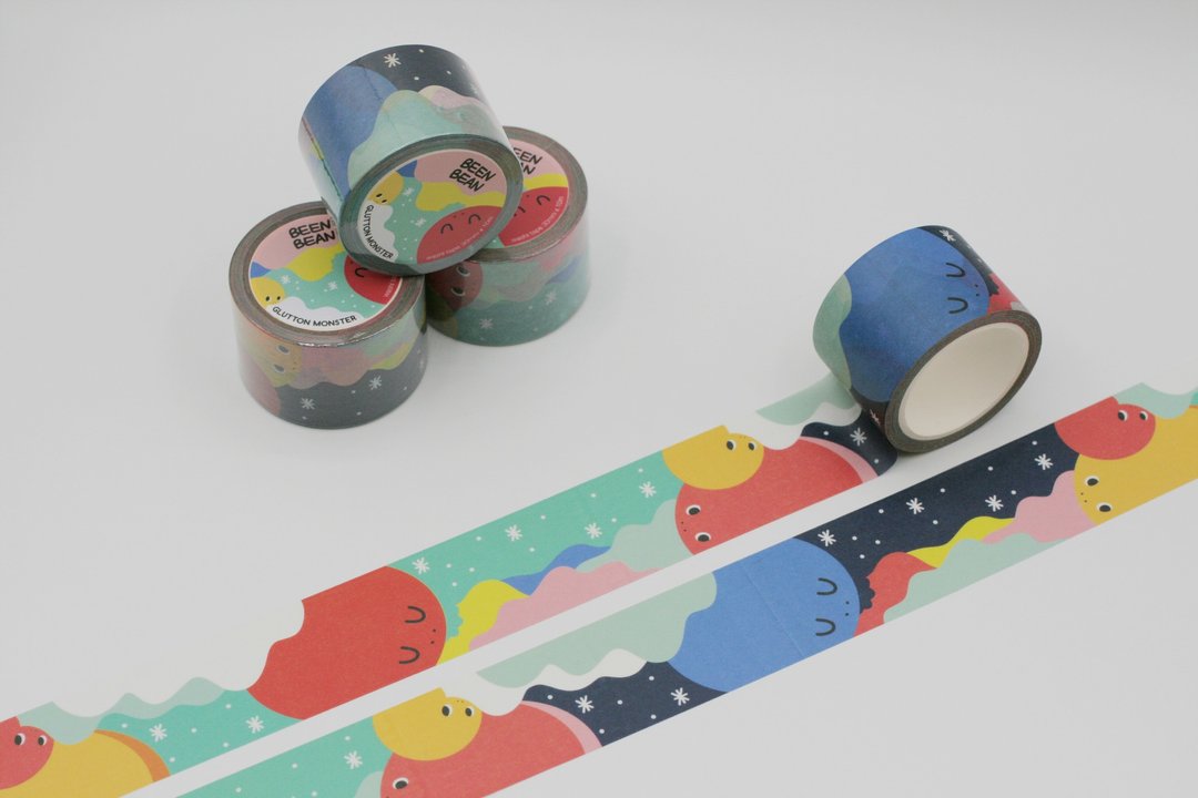 Glutton Monster Washi masking tape (30mm x 10m paper tape) - 纸胶带 - 纸 多色