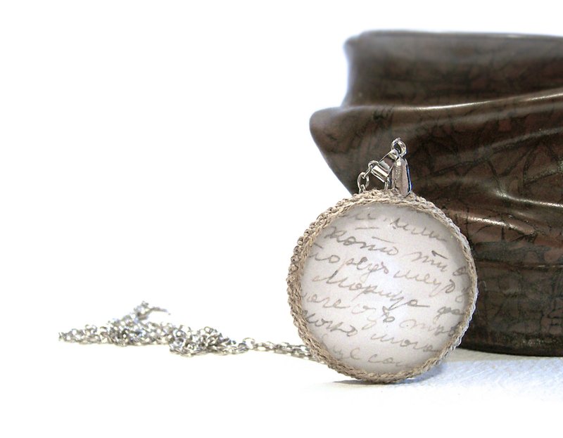 Vintage Style Necklace Authentic Script Pendant - 项链 - 玻璃 透明