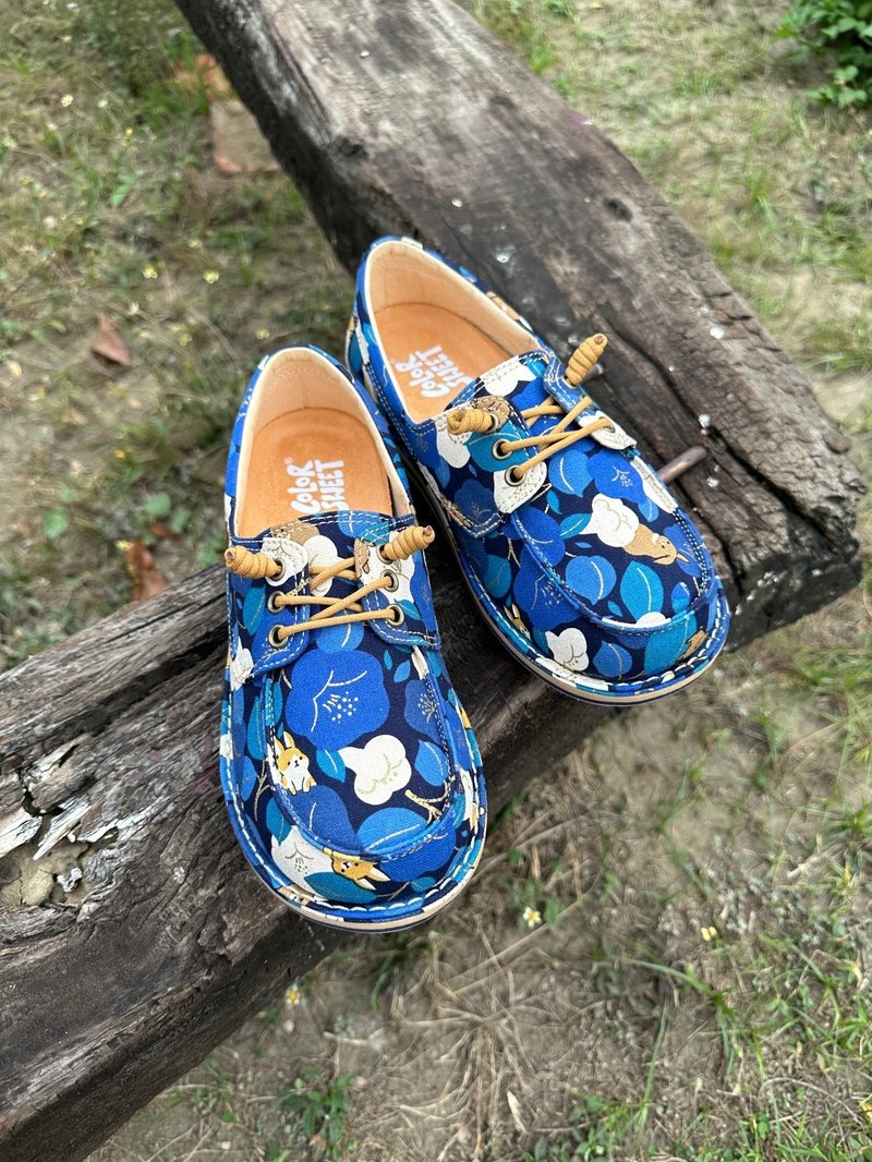 经典系列-蓝花兔 - 女款休闲鞋 - 棉．麻 粉红色