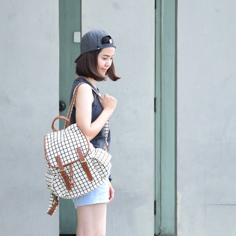 doom doom backpack – table(off white) - 后背包/双肩包 - 棉．麻 白色