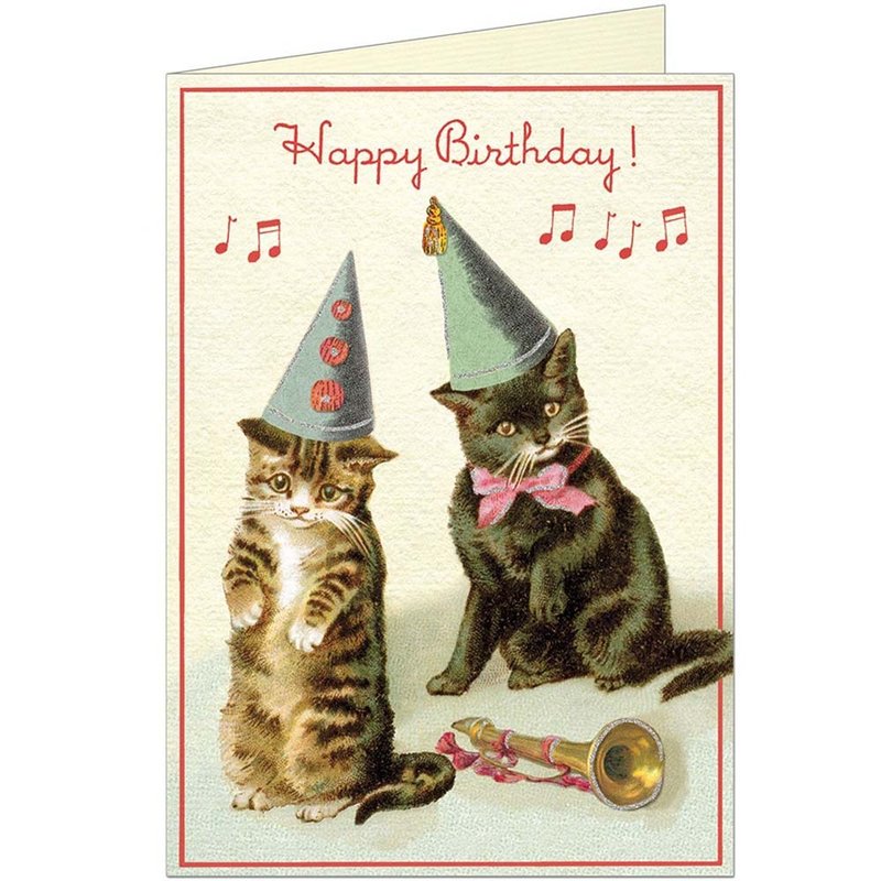 Cavallini & Co.  GREETING CARD 生日卡(大)_生日帽猫猫 - 卡片/明信片 - 纸 多色