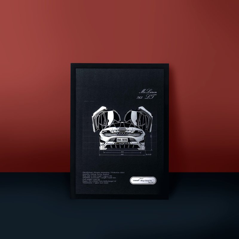 【专属 订制礼】刻划回忆汽车挂画 - 车尾/头款 - 海报/装饰画/版画 - 其他材质 金色