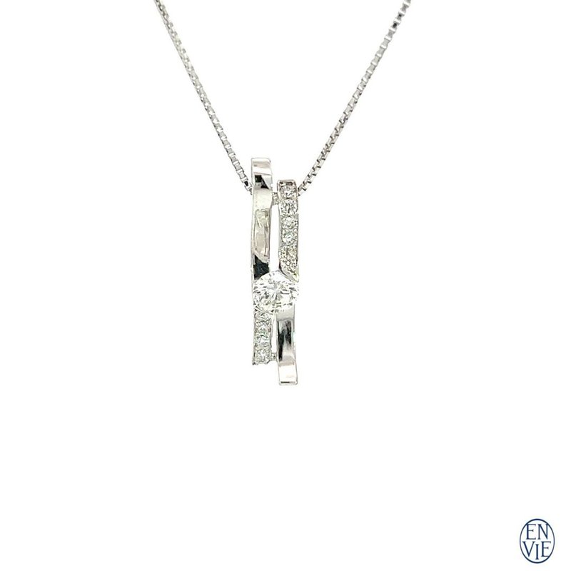 18K白金 天然钻石坠链 Diamond Necklace - 项链 - 贵金属 