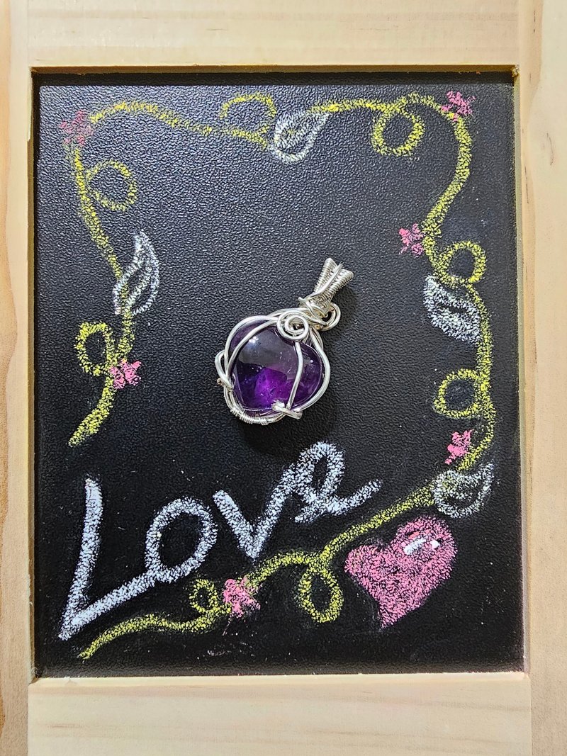 【叶绿𨥤手作】紫恋心语 /金属线编织/节日/礼物/饰品/项链/手作 - 项链 - 铜/黄铜 紫色