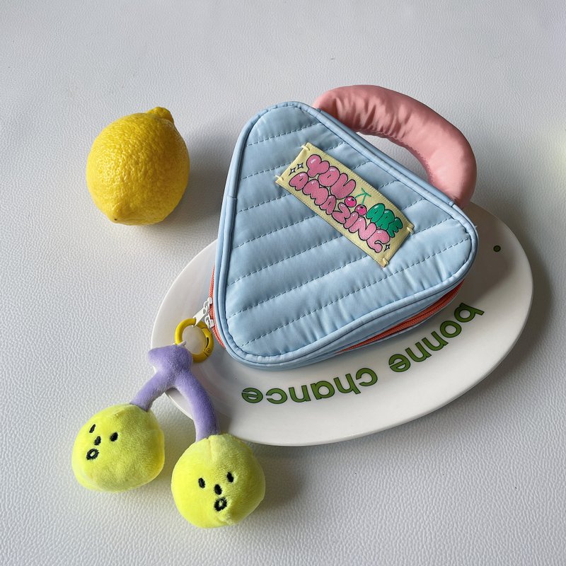 可爱少女风 飯糰化妆包 洗漱包 学生笔袋 便携式收纳包 清新蓝 - 化妆包/杂物包 - 尼龙 蓝色