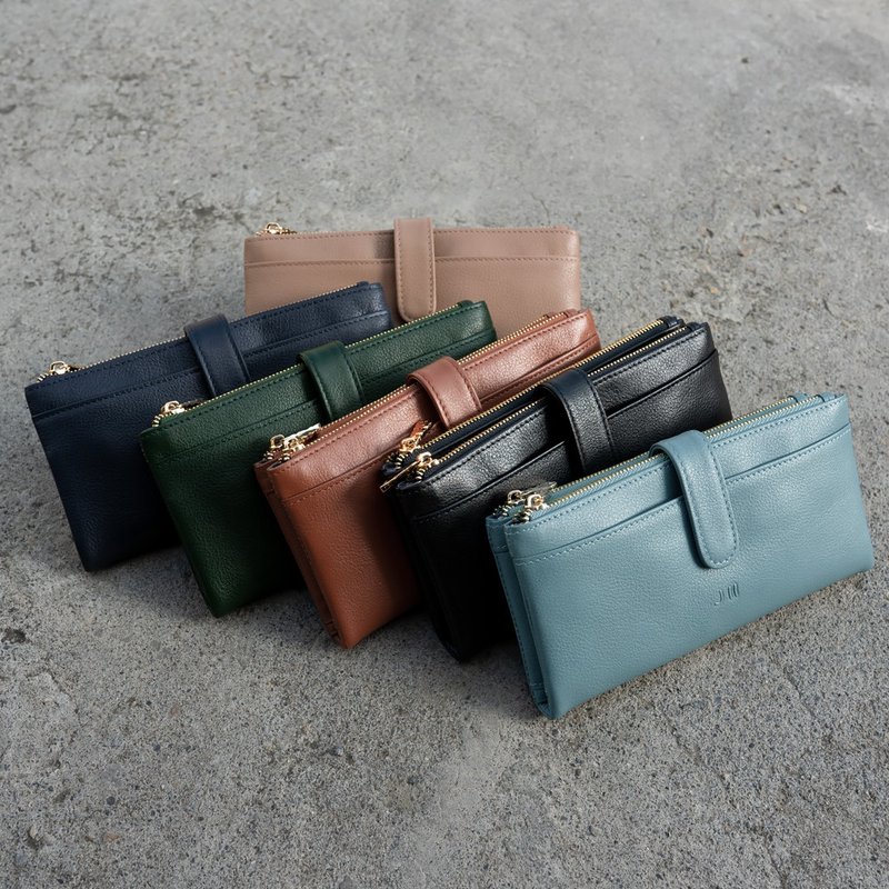 长夹-柔软牛皮双拉链长夹-5660-3-多色任选 - 皮夹/钱包 - 真皮 蓝色