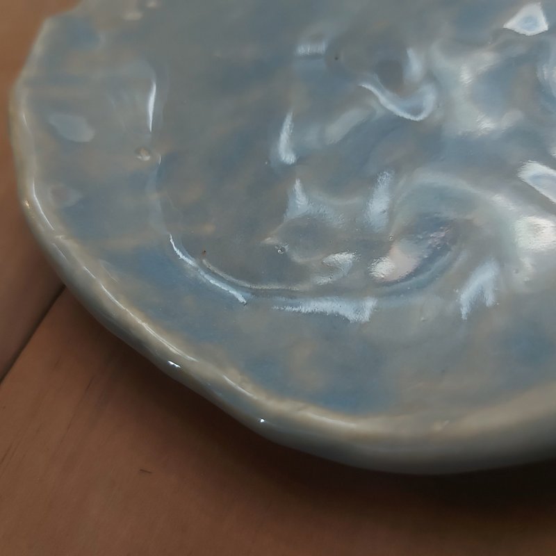 手捏浅盘 灰蓝幻镜 - 盘子/餐盘/盘架 - 陶 蓝色