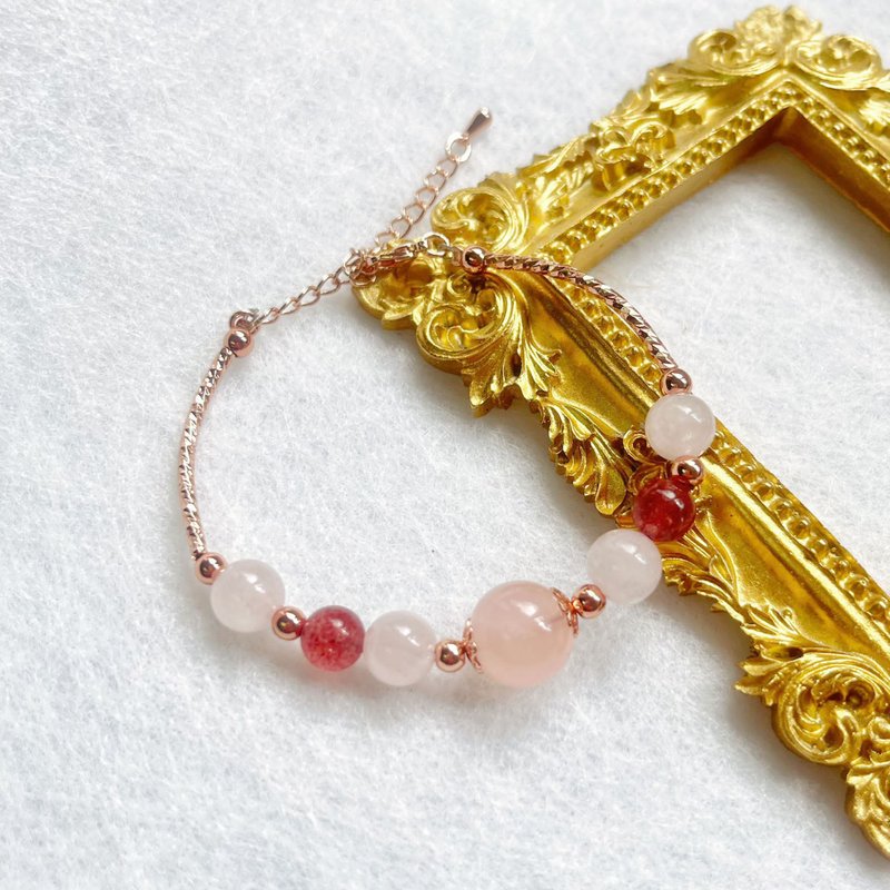 招恋爱运 爱情运 粉晶 草莓晶 水晶手链 天然 健康运 - 手链/手环 - 水晶 红色