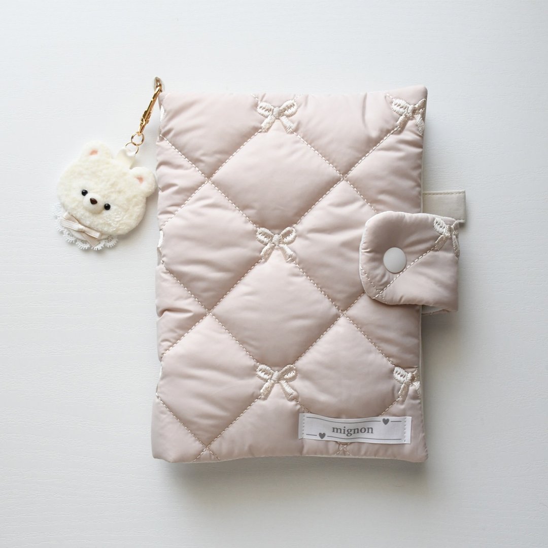小熊 A6 活页夹套 / Bear Charm A6 Binder Sleeve – 韩国绗缝布艺 - 书衣/书套 - 聚酯纤维 白色