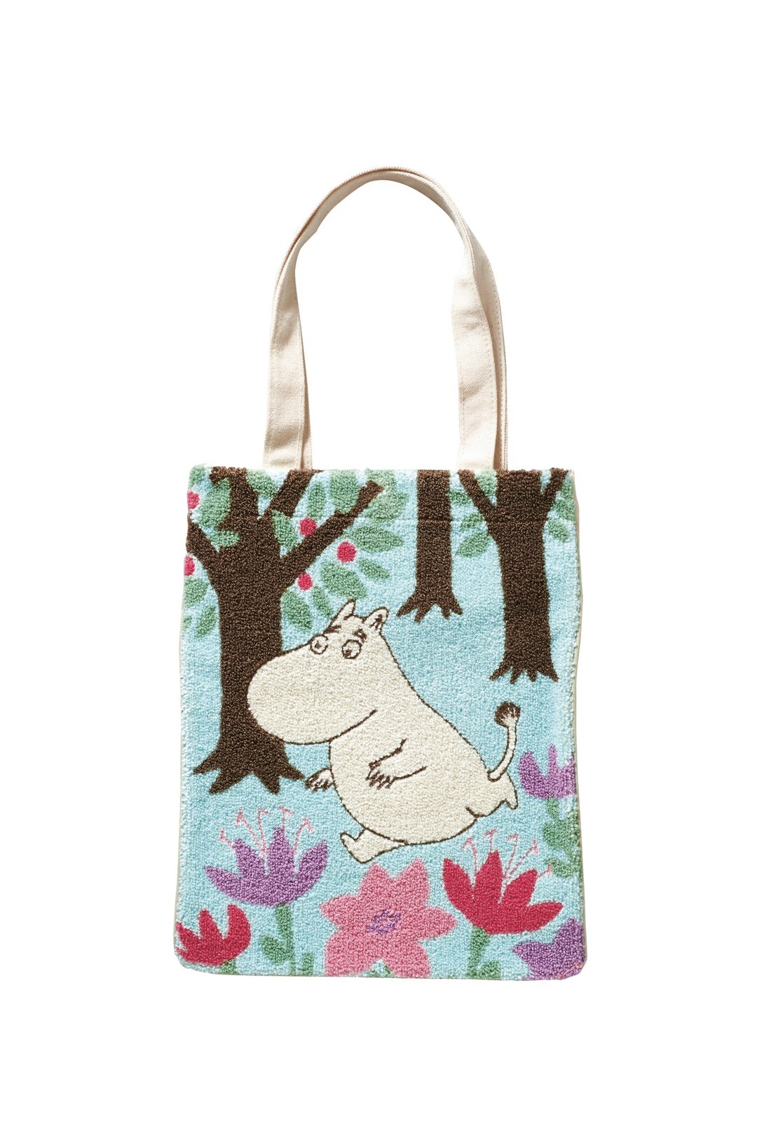 日本丸真 Moomin 穿越森林手提袋 - 手提包/手提袋 - 棉 蓝色