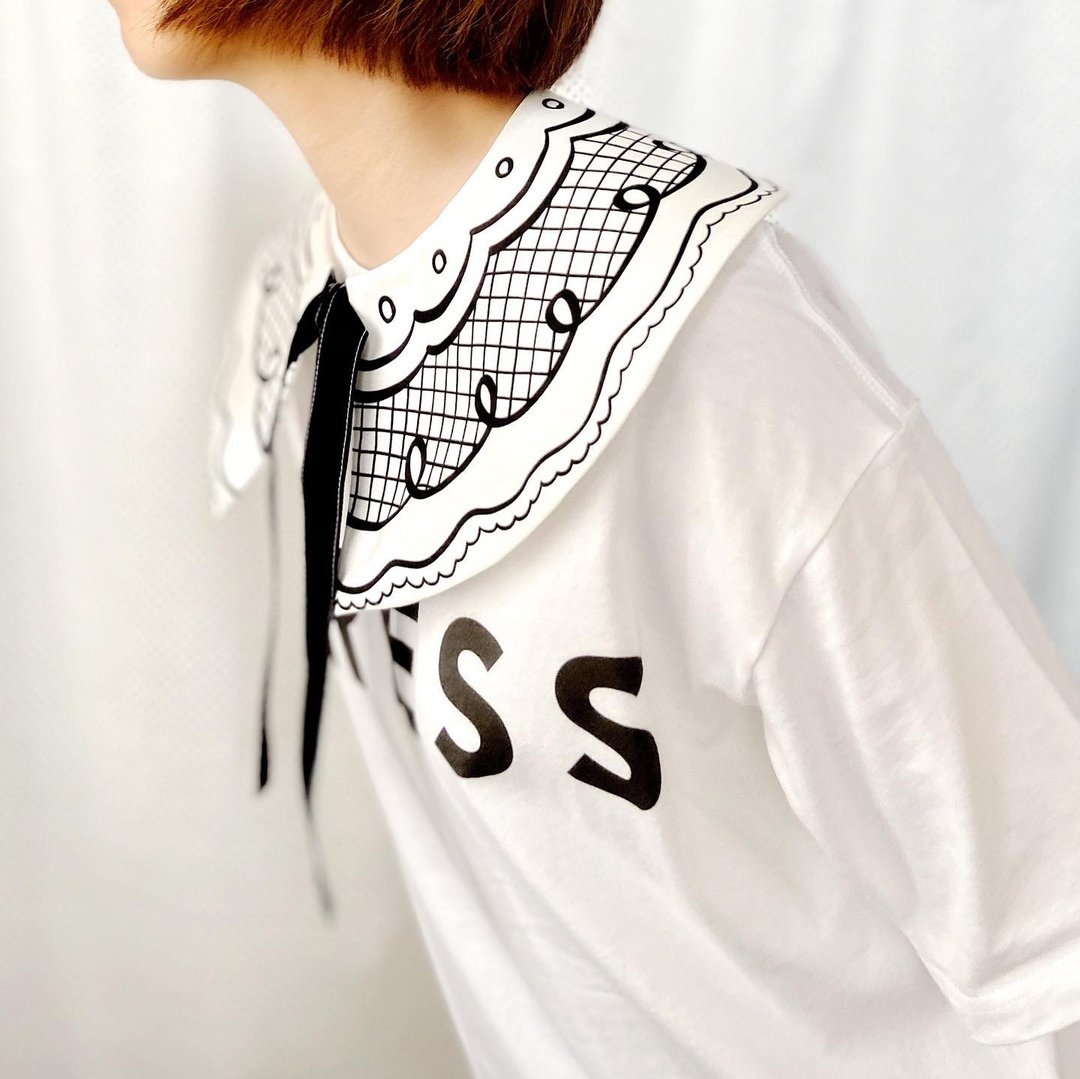 Original printed false collar like graffiti - 领结/领巾 - 棉 白色