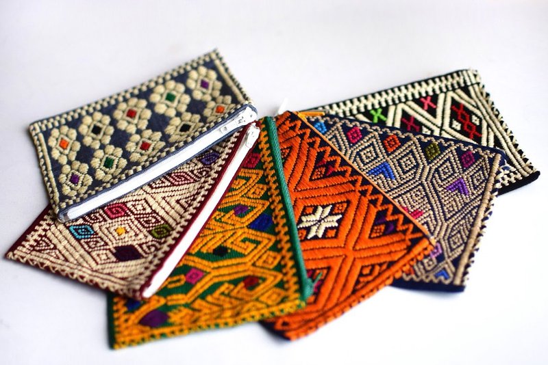 恰帕斯手缝民族零钱包 (余一款) - 零钱包 - 棉．麻 