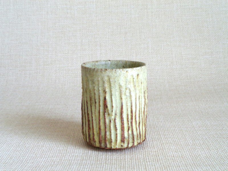 刀纹汤杯 a - 茶具/茶杯 - 陶 黄色