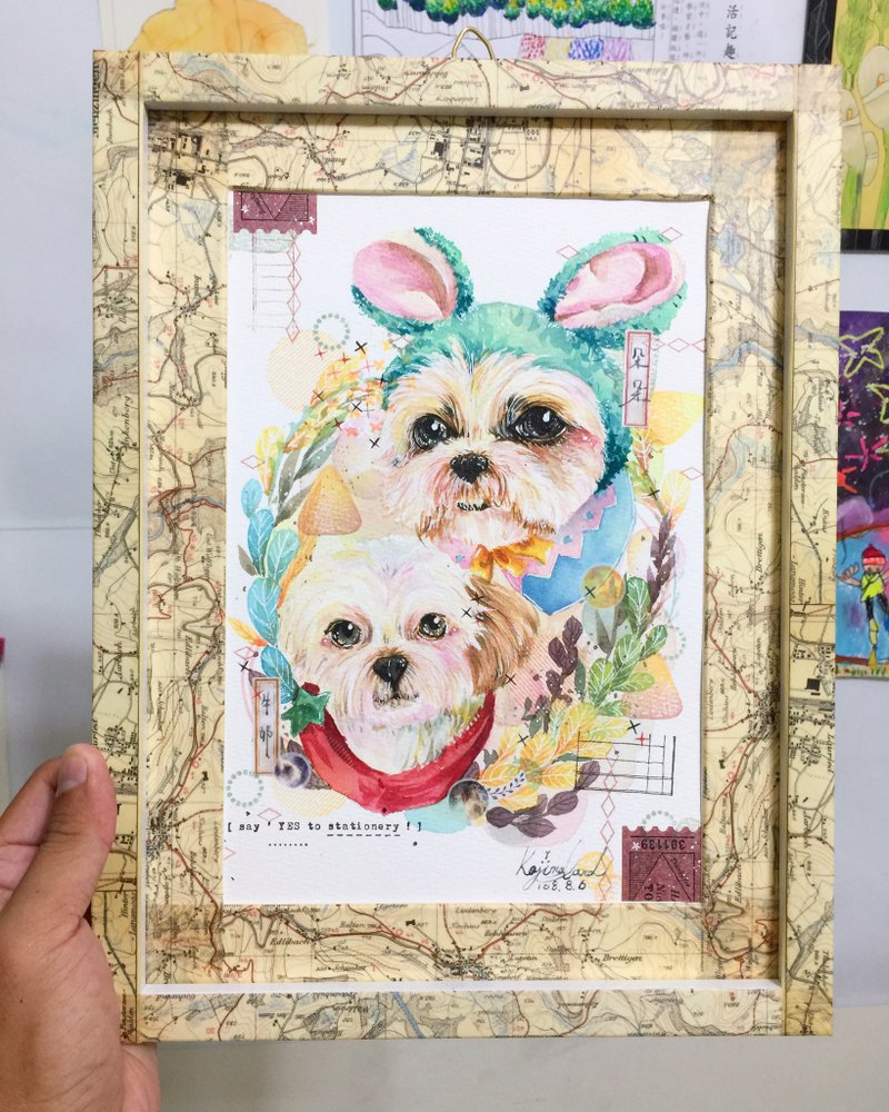 岛语KOJIMALAND 手绘宠物似颜绘/定制画像/毛小孩 - 订制画像 - 纸 白色