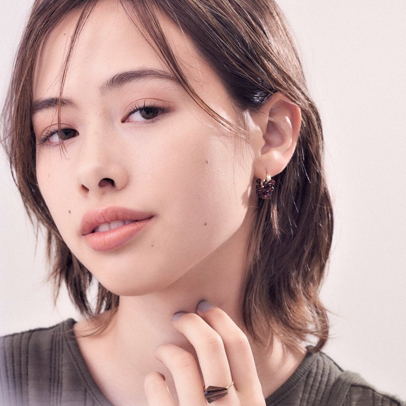 14kgf 石榴石包覆耳针 - 耳环/耳夹 - 宝石 红色