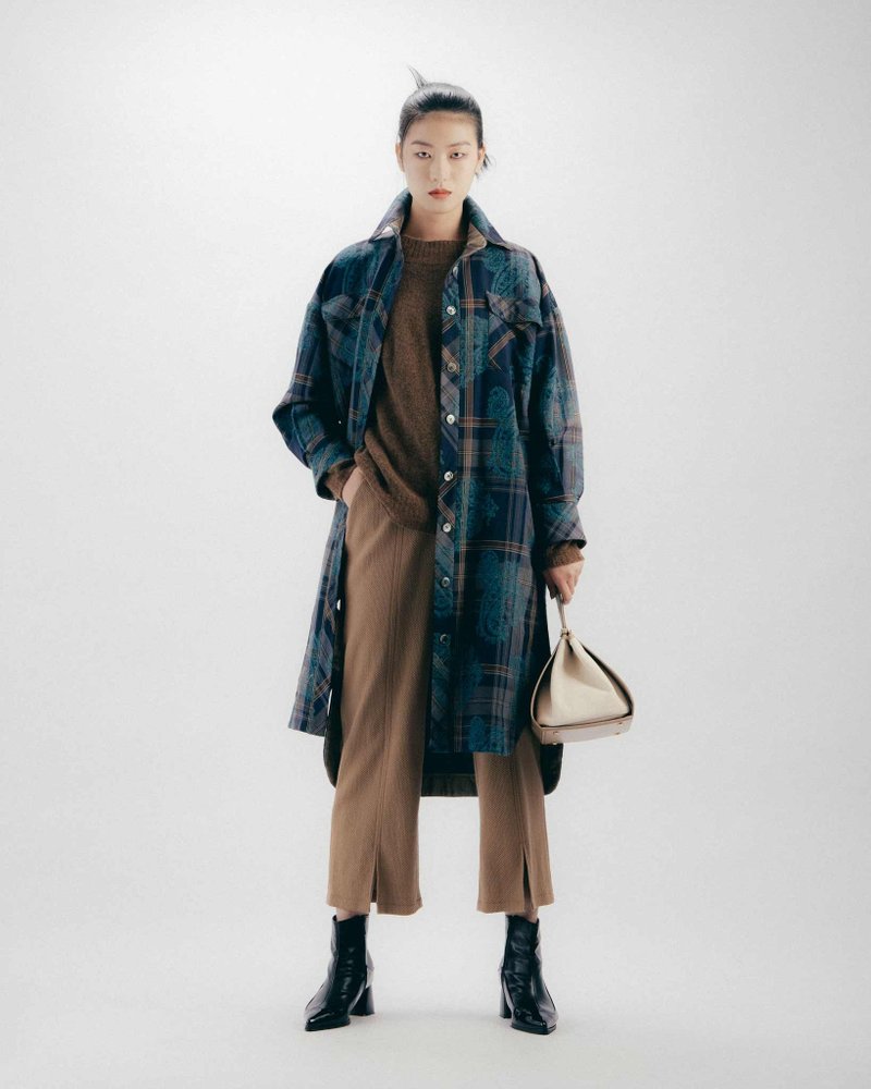 UUIN_蓝格长衬衫外套 - 女装上衣 - 羊毛 绿色