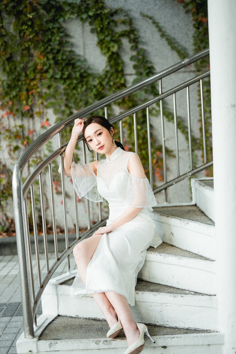 WhiteLits香港自家设计轻婚纱轻晚装旗袍 - 旗袍 - 其他材质 白色